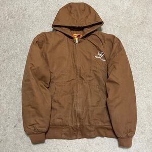 Corner Stone Full Zip Brown Hooded Workwear Jacket Medium